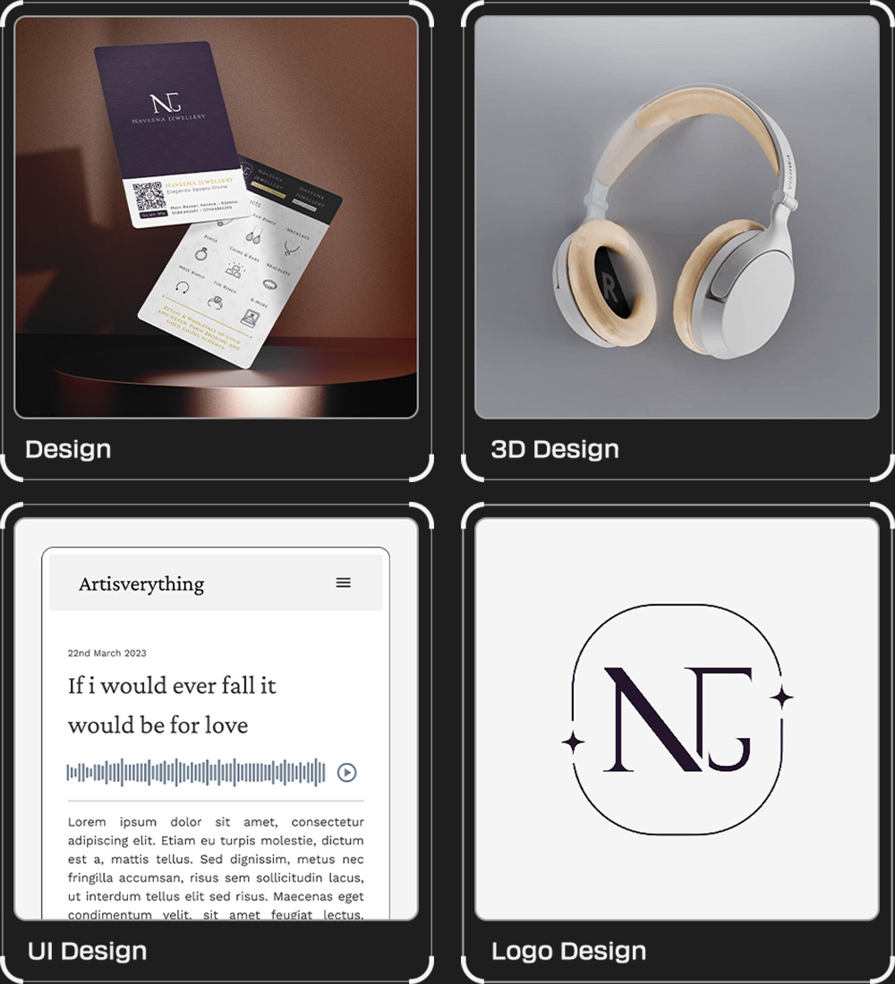 my 3d, logo, print and ui designs